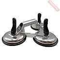 Присоска вакуумная зажимная для плитки тройная 118 мм 100/90 кг по гладким поверхностям TRIO DIAMOND 282003