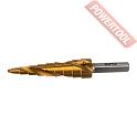 Сверло ступенчатое по металлу HSS-TiN 4-12х70 мм цилиндрический трехгранный хвостовик D.BOR SDSP-TIN-04-12-06